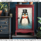 おもしろいペンギン、トップハット、ボウタイ、海CG4デコページ 薄葉紙