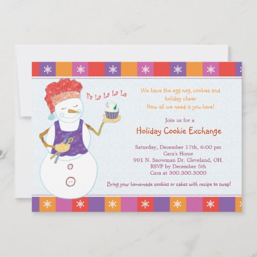 おもしろいホお洒落リデーCookie交換パーティー 招待状 (正面)