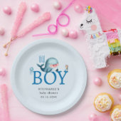 おもしろいホエールアンダーシーウォーター色ボーイベビーシャワー ペーパープレート (パーティー)