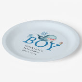 おもしろいホエールアンダーシーウォーター色ボーイベビーシャワー ペーパープレート (アングル)