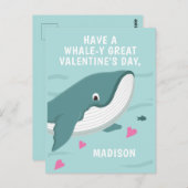 おもしろいホエールカスタマイズ可能なバレンタイン ポストカード (正面/裏面)