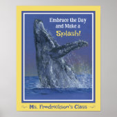 おもしろいホエールプリントイエロ縁どー ポスター (正面)