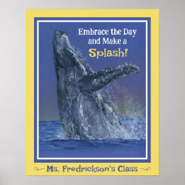 おもしろいホエールプリントイエロ縁どー ポスター