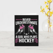 おもしろいホッケーアート女子フィールドホッケープレーヤー カード (黄色い花)