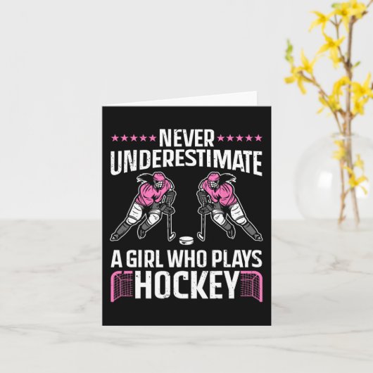 おもしろいホッケーアート女子フィールドホッケープレーヤー カード (黄色い花)