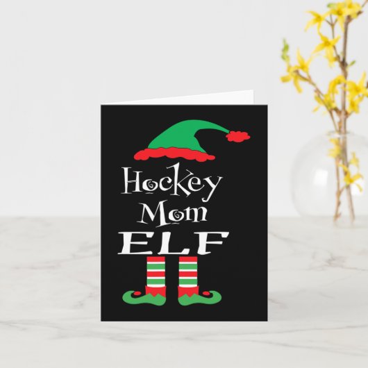 おもしろいホッケーママ小妖精や小人クリスマスファミリーマッチ女性男性Te カード (黄色い花)