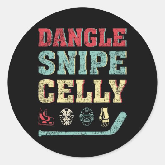 おもしろいホッケーラバーティーDangleスナイプチェリーホッケー ラウンドシール (正面)