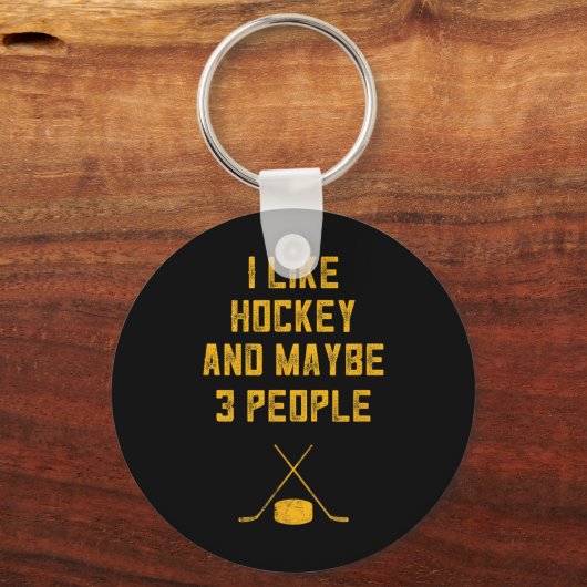おもしろいホッケー好男性へき私はホッケーと多分3が好き キーホルダー (正面)