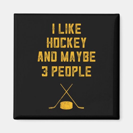 おもしろいホッケー好男性へき私はホッケーと多分3が好き マグネット (正面)