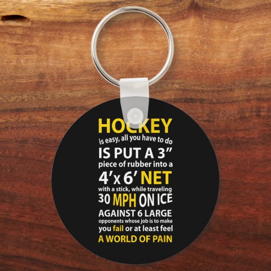 おもしろいホッケー引用文ホッケーは簡単ギフト男性へ女性 キーホルダー (正面)