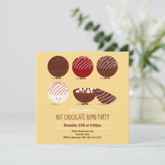 おもしろいホットチョコレート爆弾パーティー 招待状 (スタンド正面)