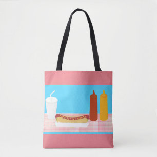 おもしろいホットドッグランチイラストレーションデザインアート トートバッグ