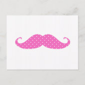 おもしろいホットピンクガーリー水玉模様口ひげ ポストカード (正面)