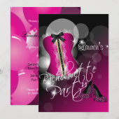 おもしろいホットピンクバチェロレッテ 招待状 (正面/裏面)