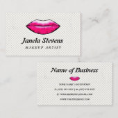おもしろいホットピンクリップレトログランジメイクアップアーティスト 名刺 (正面/裏面)