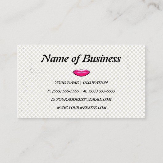 おもしろいホットピンクリップレトログランジメイクアップアーティスト 名刺 (裏面)