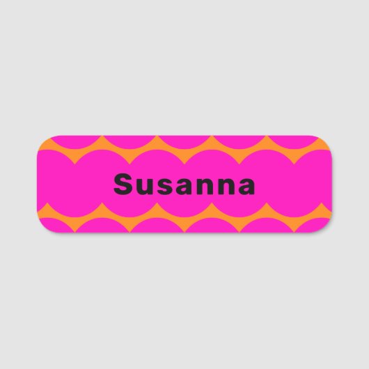 おもしろいホットピンク明るいオレンジの四角形磁気 名札 (正面)