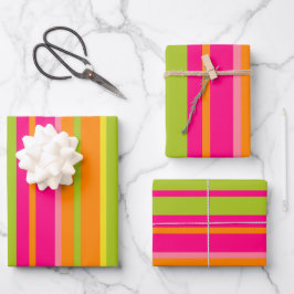 おもしろいホットピンク、バラ、オレンジ、ライムグリーン、イエロー ラッピングペーパーシート