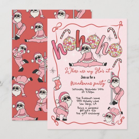 おもしろいホホホのフレンズマス大人クリスマスパーティー 招待状 (正面/裏面)
