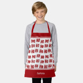 おもしろいホホホホレッドホリデーパターンクリスマスキッズ エプロン (着用した状態)
