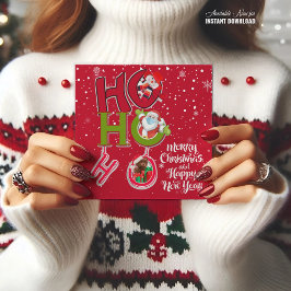 おもしろいホホホ レトロなクリスマスパーティーカード カード