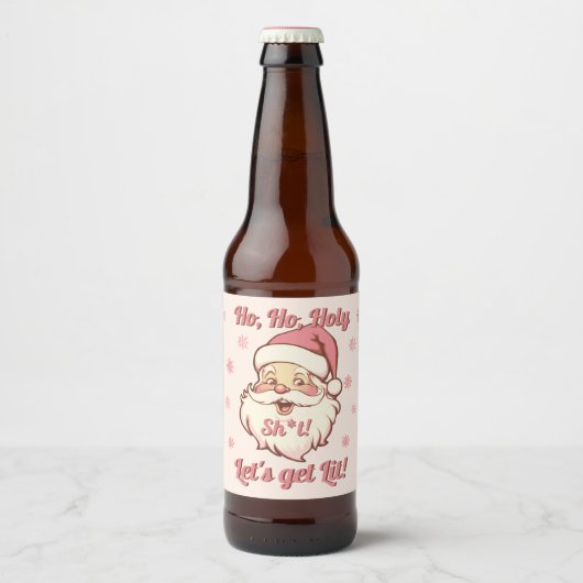 おもしろいホホホ レトロサンタ クリスマスパーティ ビールラベル (正面)