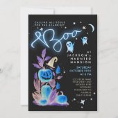 おもしろいホラーハロウィーンナイト幽霊のよく出るマンションパーティー 招待状 (正面)