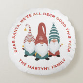 おもしろいホリデーキュートクリパーソナライズされたスマス格言 ラウンドクッション (正面)