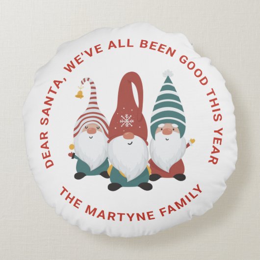 おもしろいホリデーキュートクリパーソナライズされたスマス格言 ラウンドクッション (裏面)