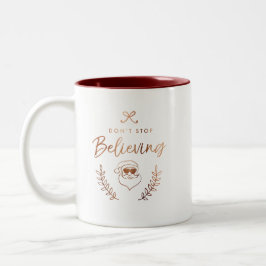 おもしろいホリデーストップは信じのクリスマス ツートーンマグカップ