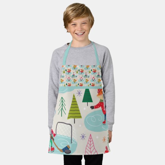 おもしろいホリデープリントかわいい動物inアウトドア エプロン (着用した状態)