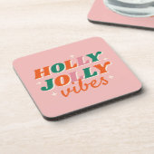 おもしろいホリーすてきビベスクリスマスデザイン コースター (左側)