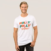 おもしろいホリーすてきビベスクリスマスデザイン トライブレンドTシャツ (正面全面)