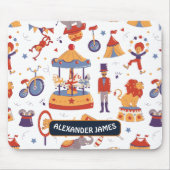 おもしろいホワイトカーニバルキッズスクールサーカスパターン マウスパッド (正面)