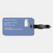 おもしろいホワイトキャットオンブルー ラゲッジタグ (裏面横)