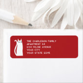 おもしろいホワイトキャットレッド差出人住所 ラベル (インサイチュ)