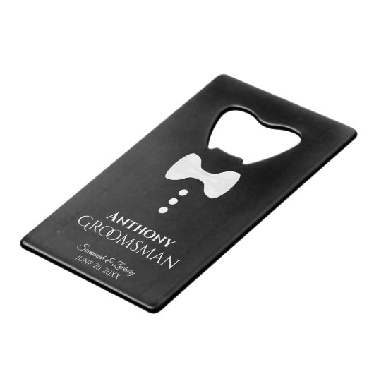 おもしろいホワイトタイタキシード結婚グロムスマン クレジットカード栓抜き (正面アングル)