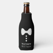 おもしろいホワイトタイ花婿介添人結婚ズフォームボトルクール ボトルクーラー (ボトル正面)