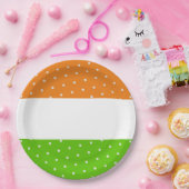 おもしろいホワイトドットブライトトロピカルライムオレンジストライプ色 ペーパープレート (パーティー)