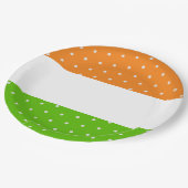 おもしろいホワイトドットブライトトロピカルライムオレンジストライプ色 ペーパープレート (アングル)