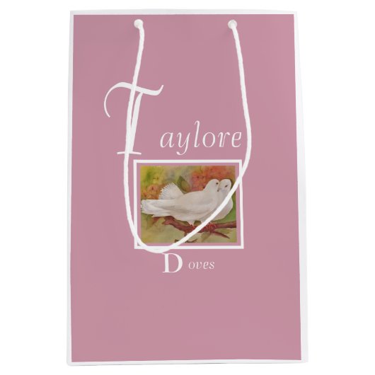 おもしろいホワイトドーブ ミディアムペーパーバッグ (正面)