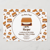 おもしろいホワイトブラウンズモアパターンキッドの誕生日 招待状 (正面/裏面)