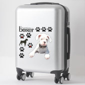 おもしろいホワイトボクサードッグステッカー シール (スーツケース)