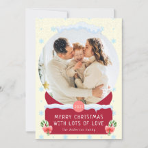 おもしろいホワイトメリークリスマススノーグローブフォトカード