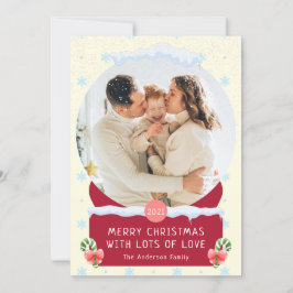 おもしろいホワイトメリークリスマススノーグローブフォトカード 招待状