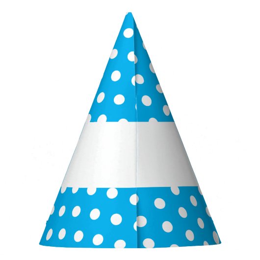おもしろいホワイト水玉模様縞模様スカイブルー背景 パーティーハット (裏面)
