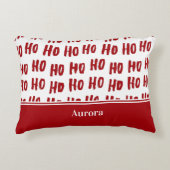 おもしろいホーホー文字レッドホリデーパターンクリスマス アクセントクッション (正面)