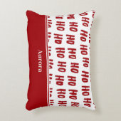 おもしろいホーホー文字レッドホリデーパターンクリスマス アクセントクッション (正面(垂直))