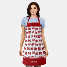 おもしろいホーホー文字レッドホリデーパターンクリスマス エプロン