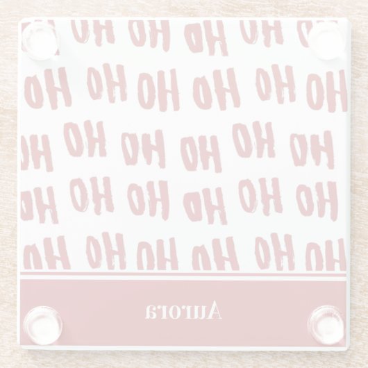 おもしろいホーホー文字レッドホリデーパターンクリスマス ガラスコースター (裏面)